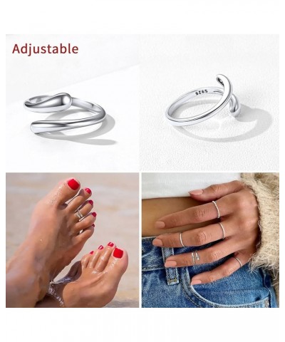 925 Sterling Silver Toe Ring, Hypoallergenic Adjustable Band Ring B: Teardrop(1 pc) $20.39 Body Jewelry