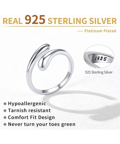 925 Sterling Silver Toe Ring, Hypoallergenic Adjustable Band Ring B: Teardrop(1 pc) $20.39 Body Jewelry