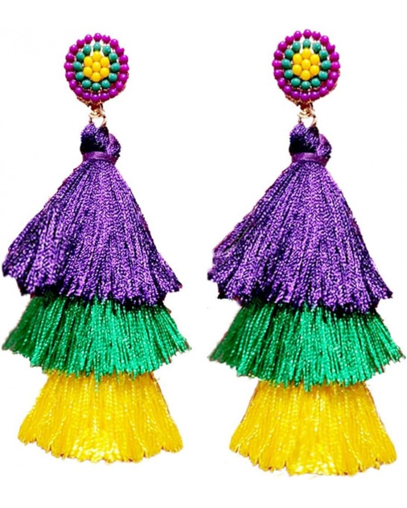 Mardi Gras Earrings for Women - Purple and Gold Earrings Acrylic Lobster Heart Tassel Drop Dangle Earrings Carnival Drop Earr...