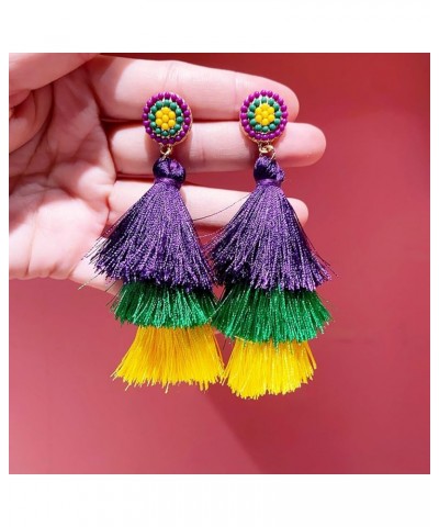 Mardi Gras Earrings for Women - Purple and Gold Earrings Acrylic Lobster Heart Tassel Drop Dangle Earrings Carnival Drop Earr...