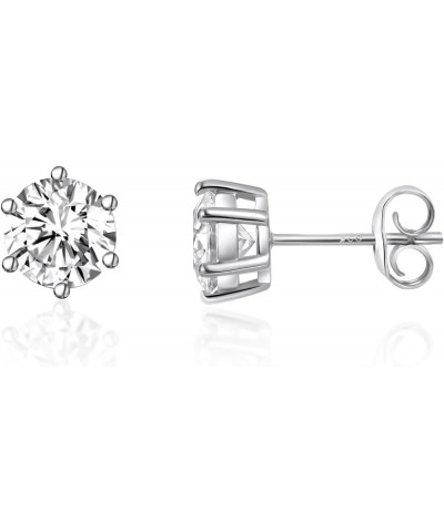 Moissanite Stud Earrings Set 925 Sterling Silver 4 Prong Round Diamond Stud Earring Moissanite 3-8mm 7mm/3ct, 1 Pair $13.76 E...