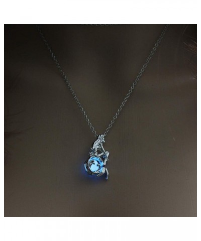 Mermaid Luminous Pendant Necklace statement Fluorescence Dainty Fish tail chain for Women Teen Girl Gift Jewelry $5.93 Necklaces