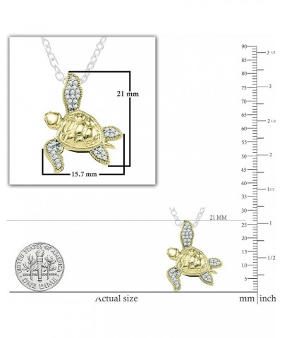 0.12 Carat (ctw) Round White Diamond Sea Turtle Pendant with 18 inch Chain for Women (Color I-J, Clarity I1-I3) in Gold 10k: ...