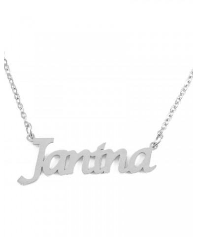 Janina Name Necklace 18ct Silver Tone Personalized Dainty Necklace - Jewelry Gift Women, Girlfriend, Mother, Sister, Friend, ...