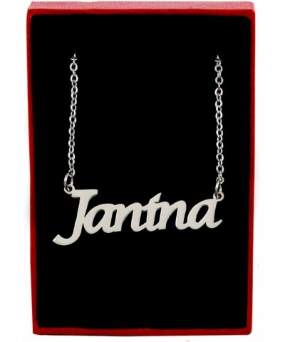 Janina Name Necklace 18ct Silver Tone Personalized Dainty Necklace - Jewelry Gift Women, Girlfriend, Mother, Sister, Friend, ...