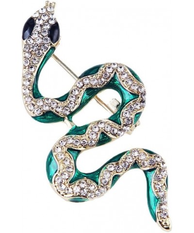 Green Snake Brooch Pin for Women Fully-Jewelled with Rhinestone Crystal Fashion Jewelry for Wedding Party $7.94 Brooches & Pins