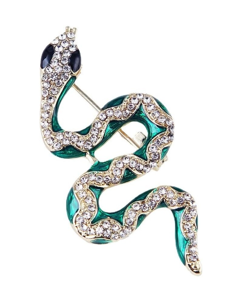 Green Snake Brooch Pin for Women Fully-Jewelled with Rhinestone Crystal Fashion Jewelry for Wedding Party $7.94 Brooches & Pins