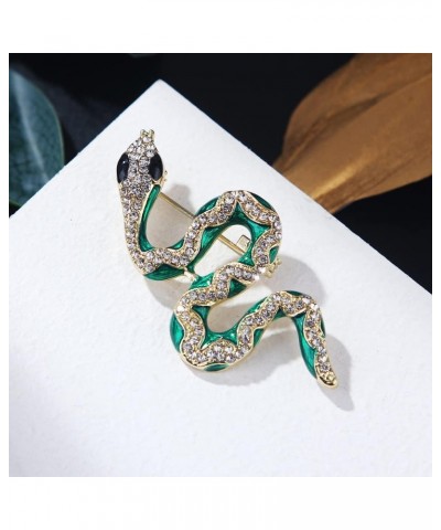 Green Snake Brooch Pin for Women Fully-Jewelled with Rhinestone Crystal Fashion Jewelry for Wedding Party $7.94 Brooches & Pins