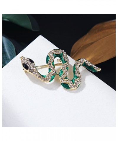 Green Snake Brooch Pin for Women Fully-Jewelled with Rhinestone Crystal Fashion Jewelry for Wedding Party $7.94 Brooches & Pins