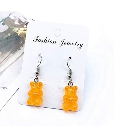 3 Pairs Set Creative Cute Gummy Bear Dangle Earrings Cartoon Dangle Earrings yellow+orange+blue $7.27 Earrings