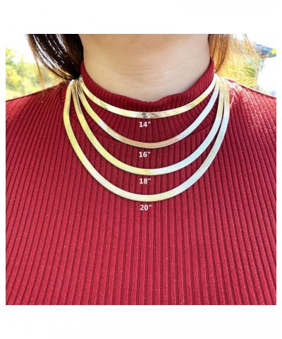 18K Plated Rose Gold Flat Snake Chain Necklace for Women Herringbone Choker Necklace (5MM，14" 16" 18" 20") 18 gold $8.63 Others