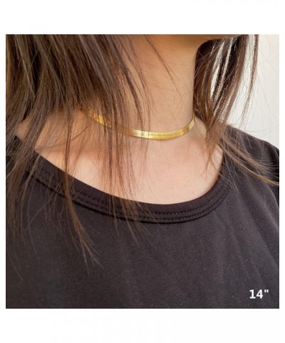 18K Plated Rose Gold Flat Snake Chain Necklace for Women Herringbone Choker Necklace (5MM，14" 16" 18" 20") 18 gold $8.63 Others