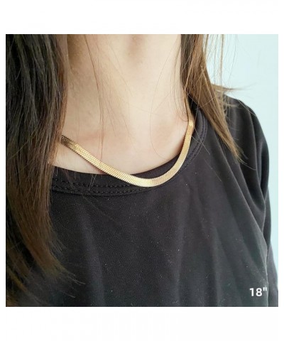 18K Plated Rose Gold Flat Snake Chain Necklace for Women Herringbone Choker Necklace (5MM，14" 16" 18" 20") 18 gold $8.63 Others