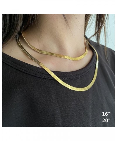 18K Plated Rose Gold Flat Snake Chain Necklace for Women Herringbone Choker Necklace (5MM，14" 16" 18" 20") 18 gold $8.63 Others