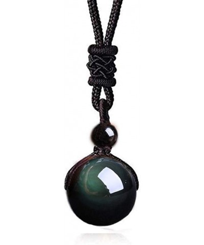 Double Rainbow Eyes Obsidian Stone Pendant Lucky Blessing Beads Amulet 18mm $9.39 Necklaces