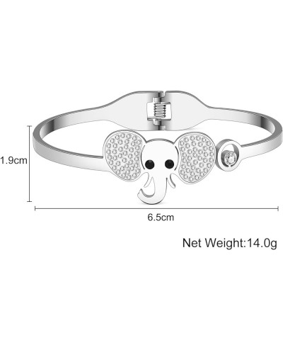 Stainless Steel Owl Bracelets Mouse Bangle Elephant Bracelets for Girls Women Charms Rhinestone Jewelry Gifts Silver Elephant...