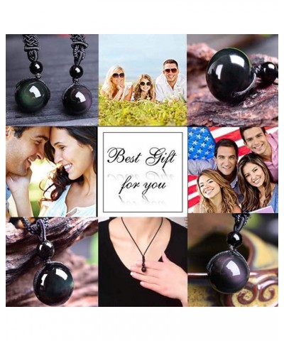 Double Rainbow Eyes Obsidian Stone Pendant Lucky Blessing Beads Amulet 18mm $9.39 Necklaces