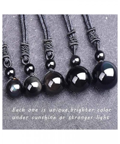 Double Rainbow Eyes Obsidian Stone Pendant Lucky Blessing Beads Amulet 18mm $9.39 Necklaces