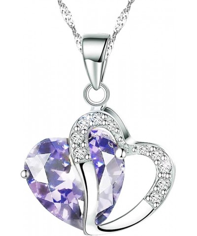 Fashion Austrian Crystals Heart Shape Pendant Necklace Violet $10.59 Necklaces