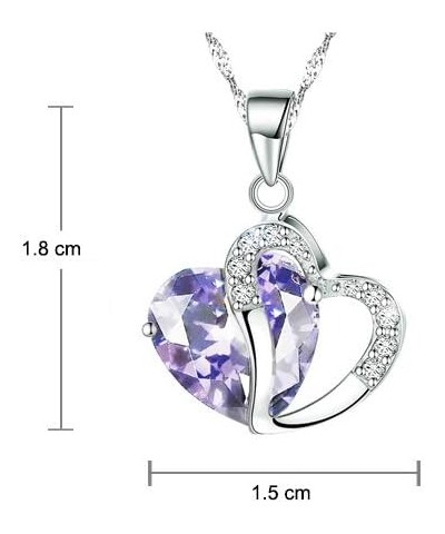 Fashion Austrian Crystals Heart Shape Pendant Necklace Violet $10.59 Necklaces