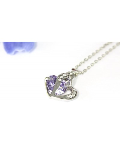 Fashion Austrian Crystals Heart Shape Pendant Necklace Violet $10.59 Necklaces