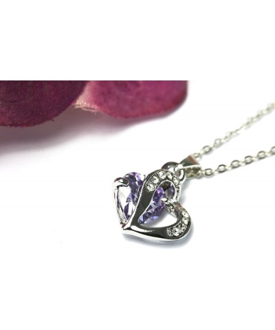 Fashion Austrian Crystals Heart Shape Pendant Necklace Violet $10.59 Necklaces