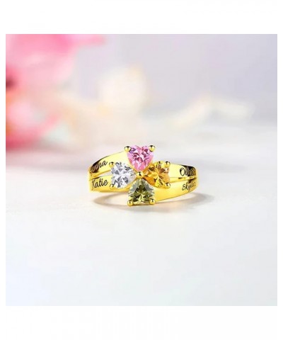 Personalized Birthstone Rings for Mother, 10K/14K/18K Real Gold Custom Name Rings with 2-4 Birthstone, Mothers Day Gifts for ...