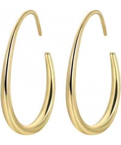 18K Gold Plated Silver and Gold Dainty Hoops Earrings for Women Trendy Two Tone Hoop Chunky Gold Earrings for Girls Oval Gold...