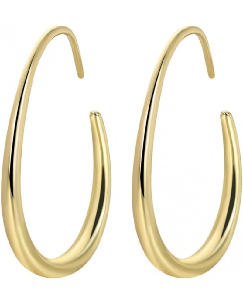 18K Gold Plated Silver and Gold Dainty Hoops Earrings for Women Trendy Two Tone Hoop Chunky Gold Earrings for Girls Oval Gold...