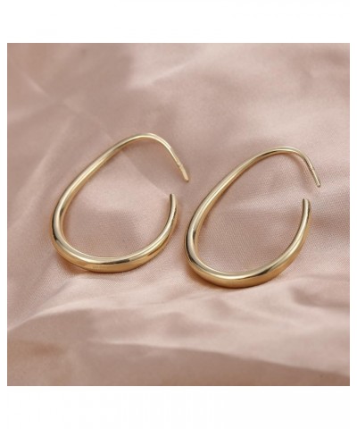 18K Gold Plated Silver and Gold Dainty Hoops Earrings for Women Trendy Two Tone Hoop Chunky Gold Earrings for Girls Oval Gold...