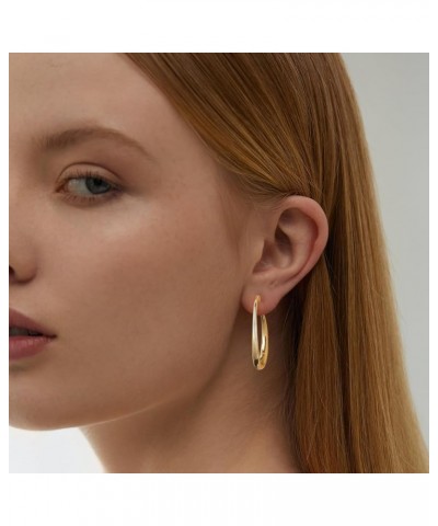 18K Gold Plated Silver and Gold Dainty Hoops Earrings for Women Trendy Two Tone Hoop Chunky Gold Earrings for Girls Oval Gold...