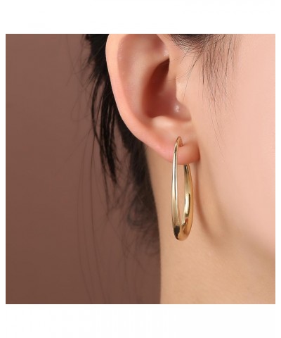 18K Gold Plated Silver and Gold Dainty Hoops Earrings for Women Trendy Two Tone Hoop Chunky Gold Earrings for Girls Oval Gold...