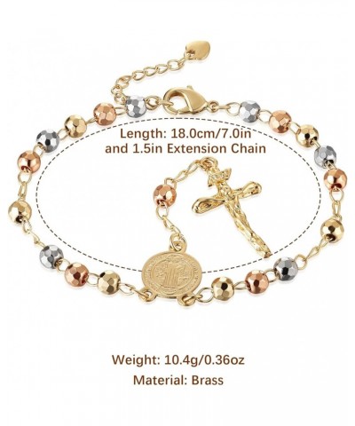 Virgin Mary Rosary Bead Cross Bracelet Virgin of Guadalupe Adjustable Link Bracelet for Women Girl Jewelry Gift St. Benedict ...