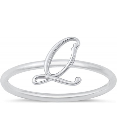 925 Sterling Silver Initial Letters Dainty Ring Sizes 4-10 Q $11.39 Rings