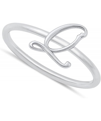 925 Sterling Silver Initial Letters Dainty Ring Sizes 4-10 Q $11.39 Rings