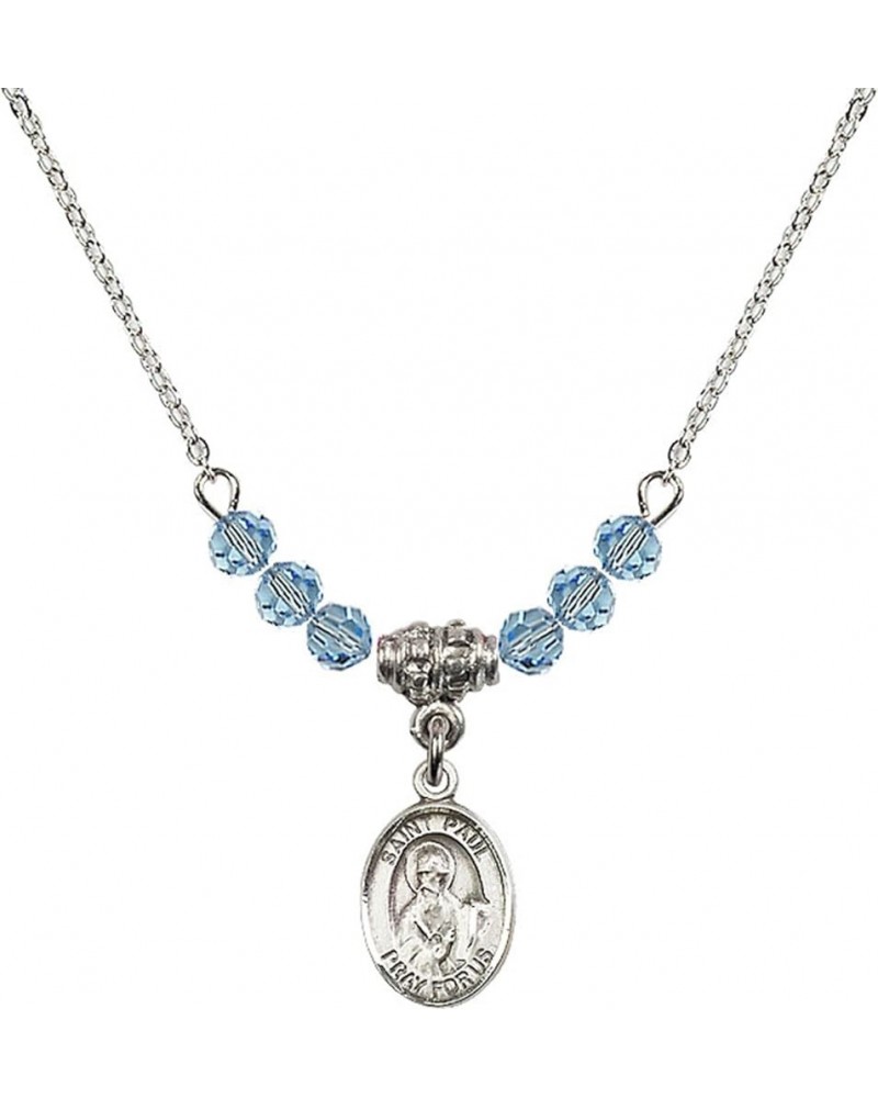 March Birth Month Bead Necklace with Catholic Patron Saint Petite Charm, 18 Inch Saint Paul the Apostle $26.60 Necklaces