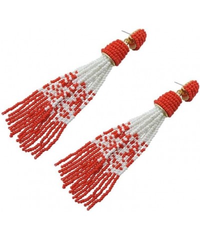 Handmade Beads Tassels Fringe Dangle Drop Earrings For Women (ER1093) Red $14.49 Earrings