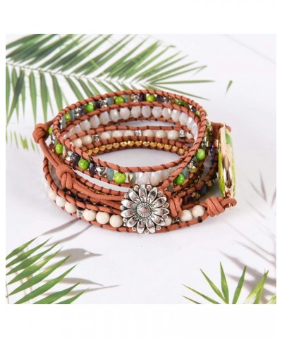 Boho Handmade Natural Stone Wrap Jasper Agate Bracelets Crystal Beads Bracelet Jewelry wrap5-2 $8.47 Bracelets