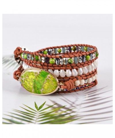 Boho Handmade Natural Stone Wrap Jasper Agate Bracelets Crystal Beads Bracelet Jewelry wrap5-2 $8.47 Bracelets