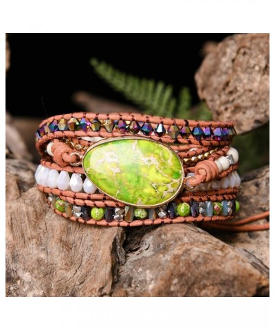 Boho Handmade Natural Stone Wrap Jasper Agate Bracelets Crystal Beads Bracelet Jewelry wrap5-2 $8.47 Bracelets