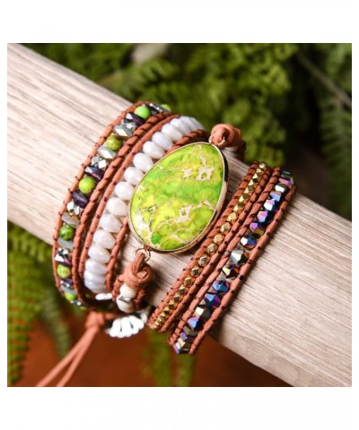 Boho Handmade Natural Stone Wrap Jasper Agate Bracelets Crystal Beads Bracelet Jewelry wrap5-2 $8.47 Bracelets