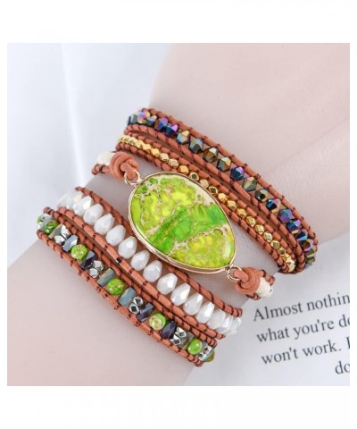 Boho Handmade Natural Stone Wrap Jasper Agate Bracelets Crystal Beads Bracelet Jewelry wrap5-2 $8.47 Bracelets