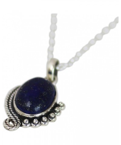 Handmade .925 Sterling Silver Lapis Lazuli Pendant Necklace from India Blue Riverside Birthstone 'Indian Delight in Blue' $26...