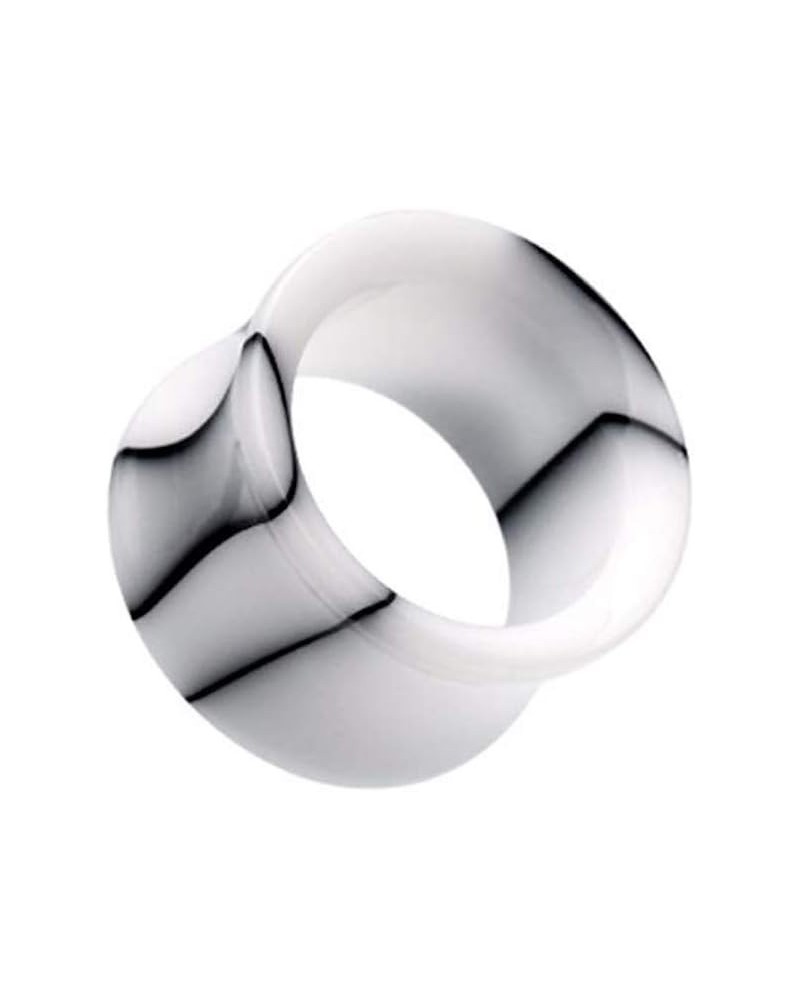 Marble Swirl Acrylic Double Flared Ear Gauge Tunnel Plug 0 GA (8mm), White $9.68 Body Jewelry