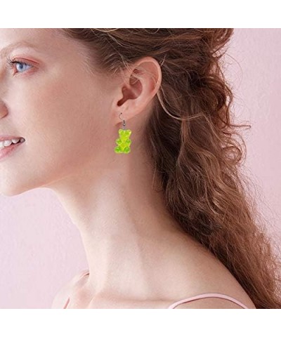 3 Pairs Set Creative Cute Gummy Bear Dangle Earrings Cartoon Dangle Earrings red+green+blue $7.27 Earrings