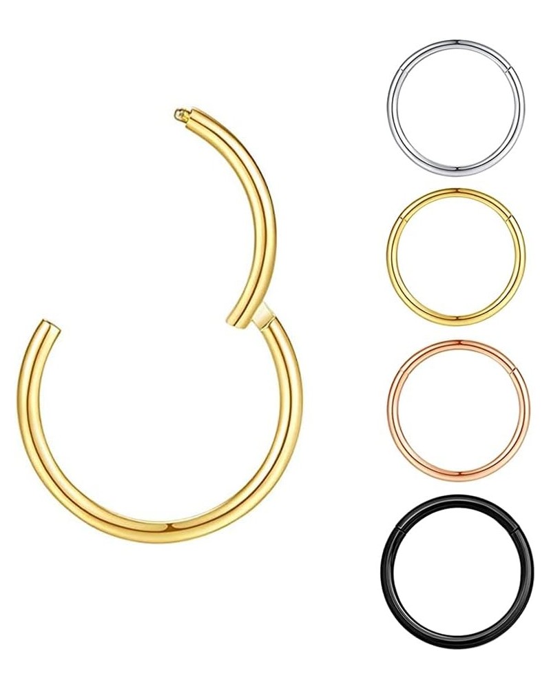 4Pcs 16G 18G 20G Surgical Steel Nose Rings Hoops Hinged Clicker Septum Ring lip ring Cartilage Hoop Gold Silver Rose Gold Bla...