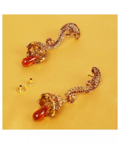 Indian Bollywood traditional handcrafted Bridal Wedding Designer crystal Jewelry colorful long earrings Jhumki in Antique Gol...