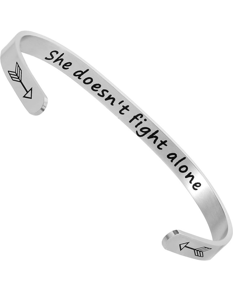 Inspirational Jewelry for Women Cuff Bangle Bracelets Stainless Steel Gifts Engraved Message she doesn't fight alone $13.43 B...