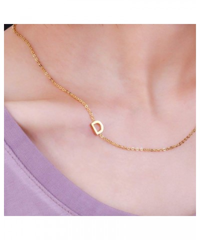 Mini Sideways Initial Necklace for Women 18K A-Z Letter Side Choker Dainty Cute Tiny Alphabet Personalized Name Necklaces Gif...