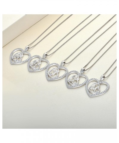 Initial Necklace 925 Sterling Silver Double Love Heart Letter Pendant A-Z Alphabet Necklace for Women Letter-W $36.91 Necklaces